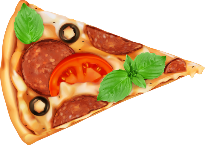 Realistic pizza slice 3d icon